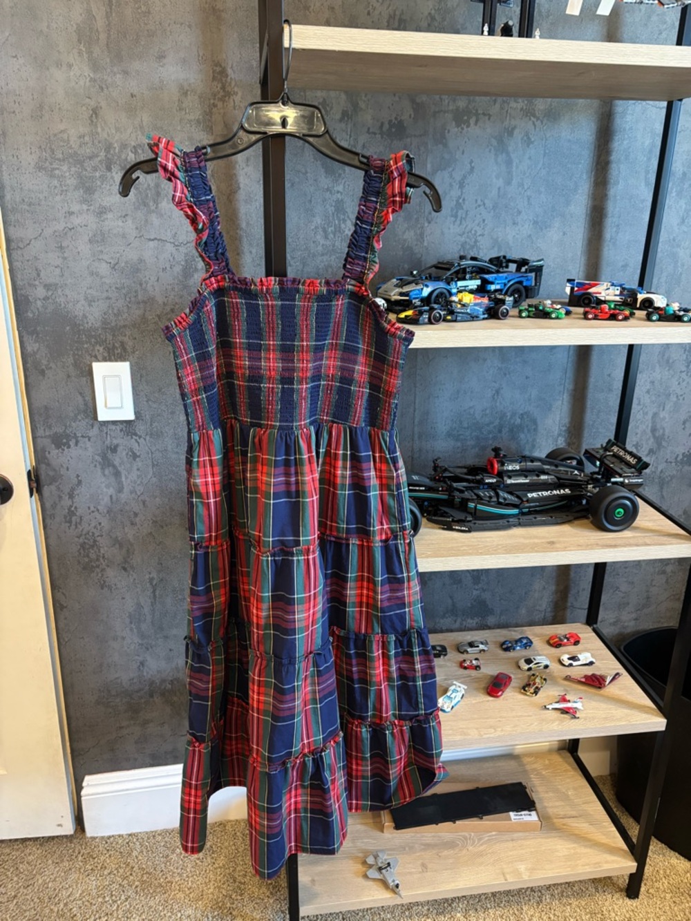 J. Crew Red, Navy & Green Plaid Sundress